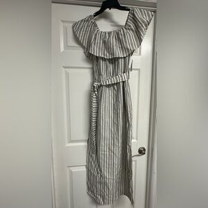 1.State Women off the Shoulder Striped Jacquard Maxi Dress Size:XS